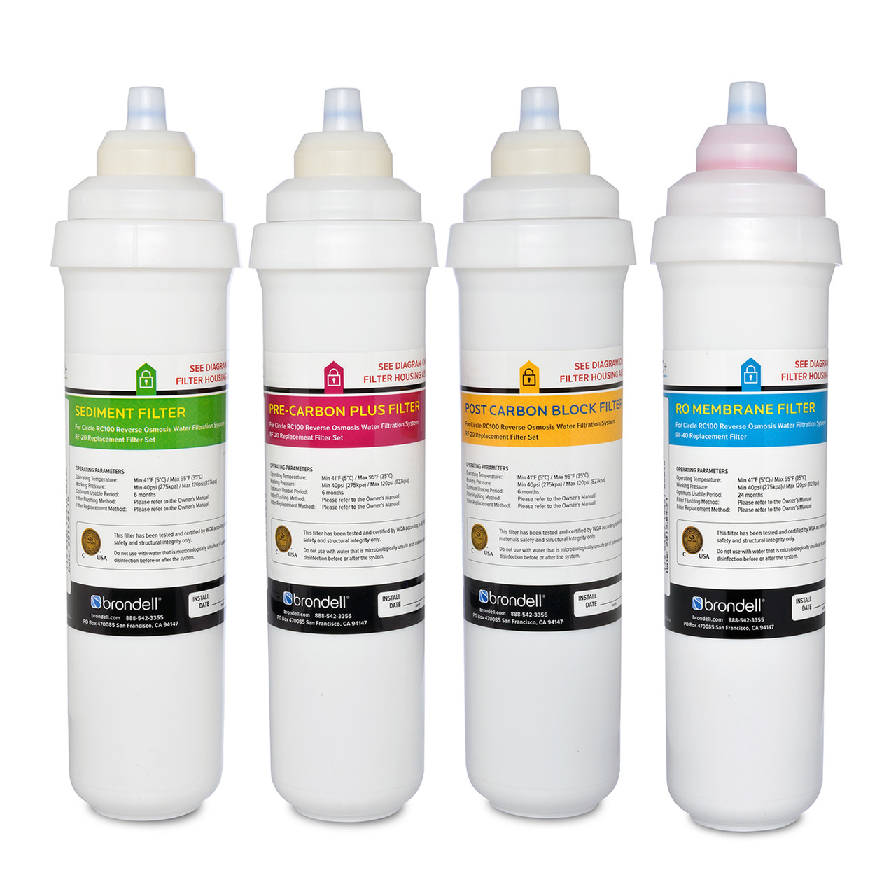 Four filter cartridges for the Brondell Circle RC100 system