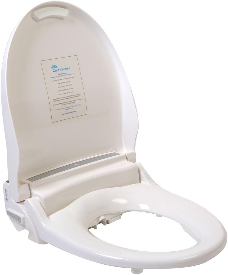 CleanSense bidet seat with the lid open