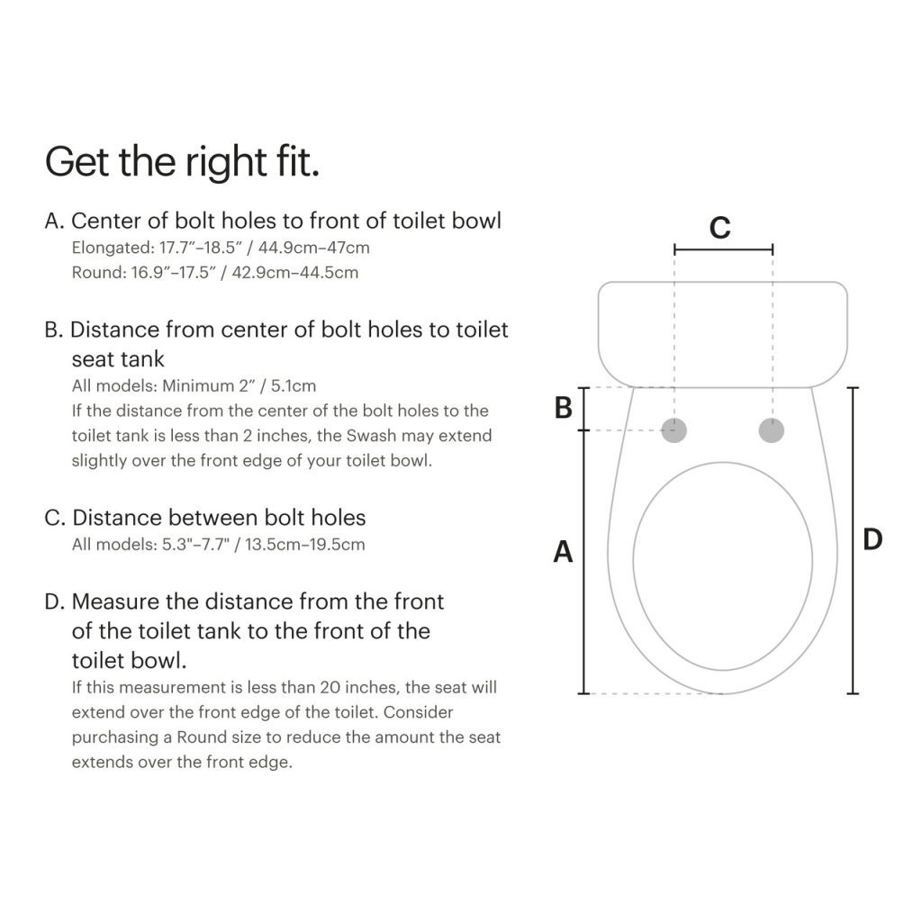 brondell bidet toilet seat size guide